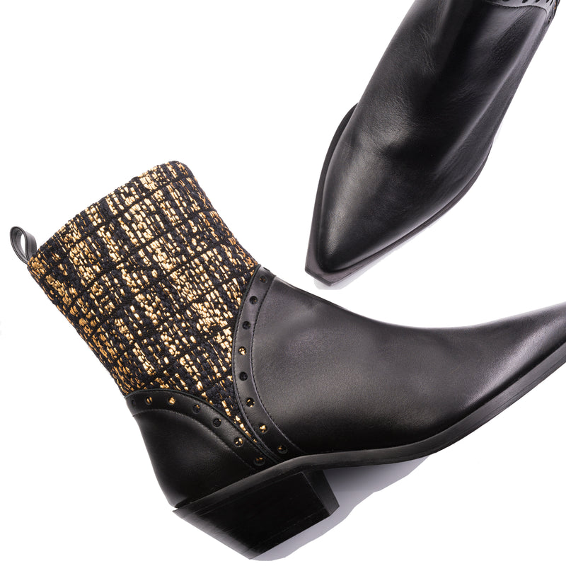 CASSIE BLACK FASHION COWBOY BOOTS LOLA&LO