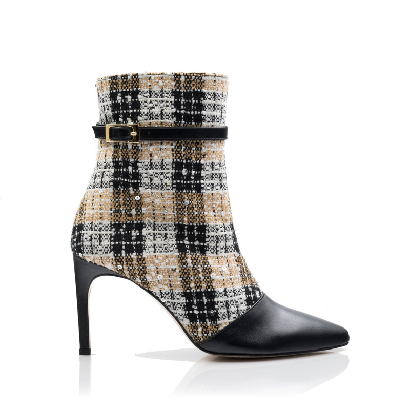 LOLAANDLO BEIGE CHECK BOOTIES