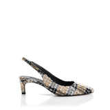 MELANIA CHECK PATERN SLINGBACK PUMPS L