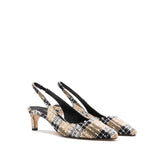 MELANIA CHECK PATERN SLINGBACK PUMPS L