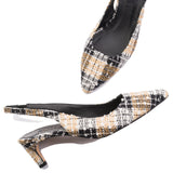 MELANIA CHECK PATERN SLINGBACK PUMPS L